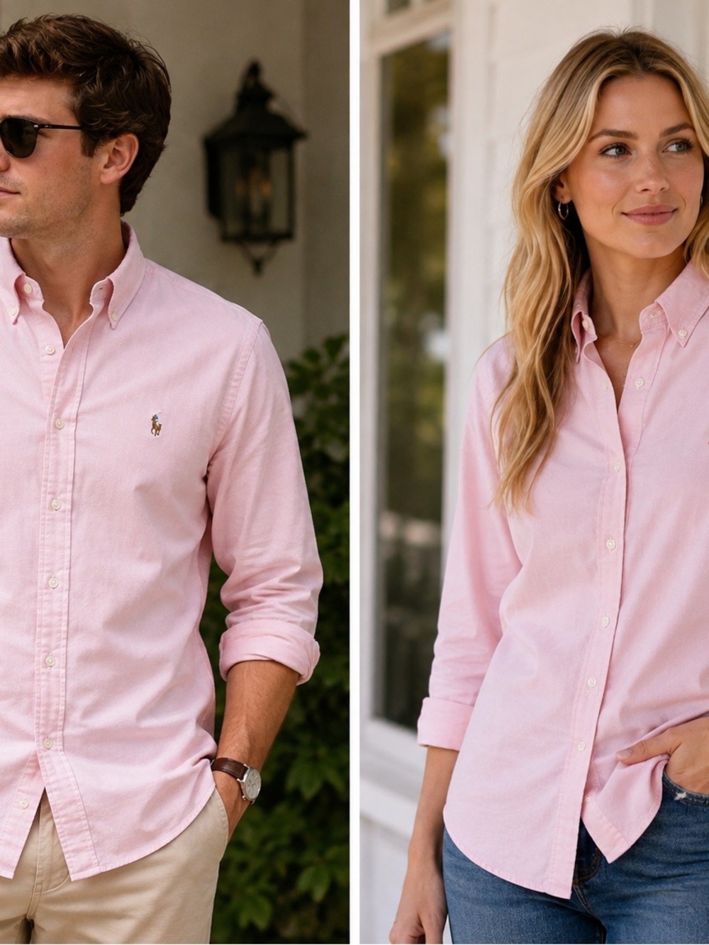 Ralph Lauren Medium Button Up Long Sleeve Shirt Pink Embroidered Logo #1092CL